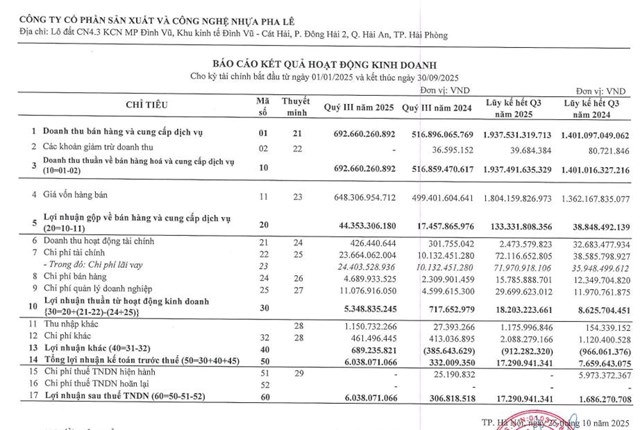 Nhựa Pha Lê (PLP): Chào bán riêng lẻ 20 triệu cổ phiếu với giá cao gần gấp đôi thị trường, lãi quý III tăng 19 lần cùng kỳ - Ảnh 2