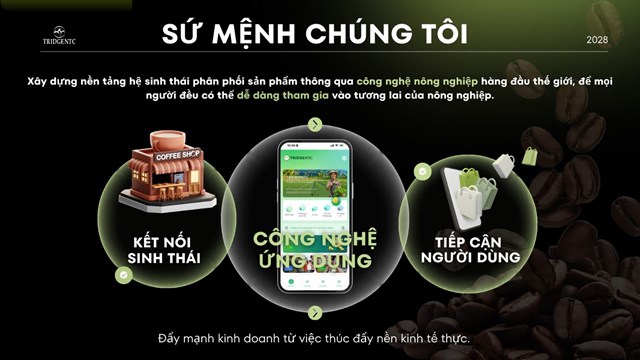 Sứ mệnh ph&aacute;t triển của C&ocirc;ng ty&nbsp;TridgeNTC&nbsp;   &nbsp;  Với nền tảng c&ocirc;ng nghệ sinh học ti&ecirc;n phong, quy tr&igrave;nh chuẩn quốc tế v&agrave; kh&aacute;t vọng n&acirc;ng tầm c&agrave; ph&ecirc; Việt, TridgeNTC đang viết tiếp c&acirc;u chuyện mới cho ng&agrave;nh c&agrave; ph&ecirc; Việt Nam &ndash; c&acirc;u chuyện về đổi mới, gi&aacute; trị v&agrave; tầm nh&igrave;n to&agrave;n cầu.