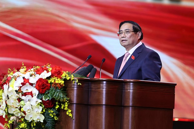 Thủ tướng Ch&iacute;nh phủ Phạm Minh Ch&iacute;nh&nbsp;ph&aacute;t biểu khai mạc. (Ảnh: VGP)