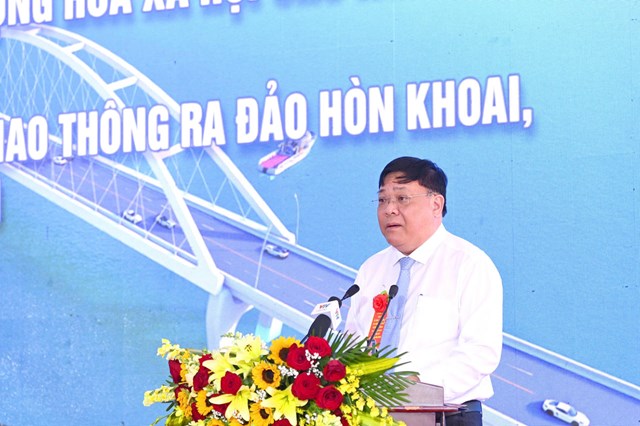 &Ocirc;ng Phạm Th&agrave;nh Ngại &ndash; Ph&oacute; B&iacute; thư Tỉnh ủy, Chủ tịch UBND tỉnh C&agrave; Mau, ph&aacute;t biểu tại lễ khởi c&ocirc;ng Cao tốc C&agrave; Mau &ndash; Đất Mũi, tuyến Đất Mũi &ndash; Cảng H&ograve;n Khoai v&agrave; Cảng H&ograve;n Khoai.