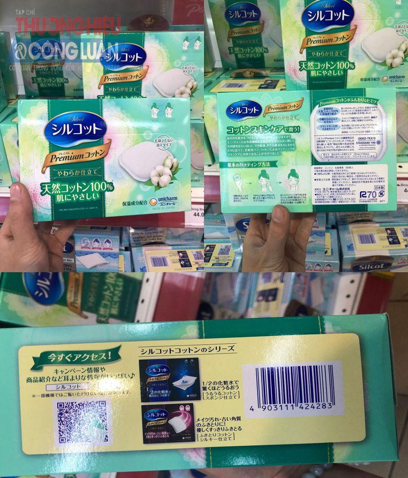 Bông tẩy trrang không tem nhãn phụ thể hiên bằng tiếng Việt