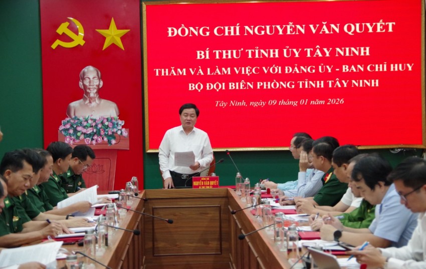 Tây Ninh: Bí thư Tỉnh ủy Nguyễn Văn Quyết làm việc với Đảng ủy, Ban Chỉ huy BĐBP tỉnh