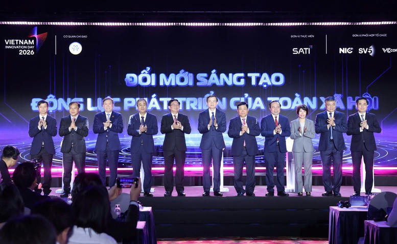 Các đồng chí lãnh đạo phát động Ngày hội Đổi mới sáng tạo quốc gia năm 2026 - Ảnh: chinhphu.vn/Gia Huy