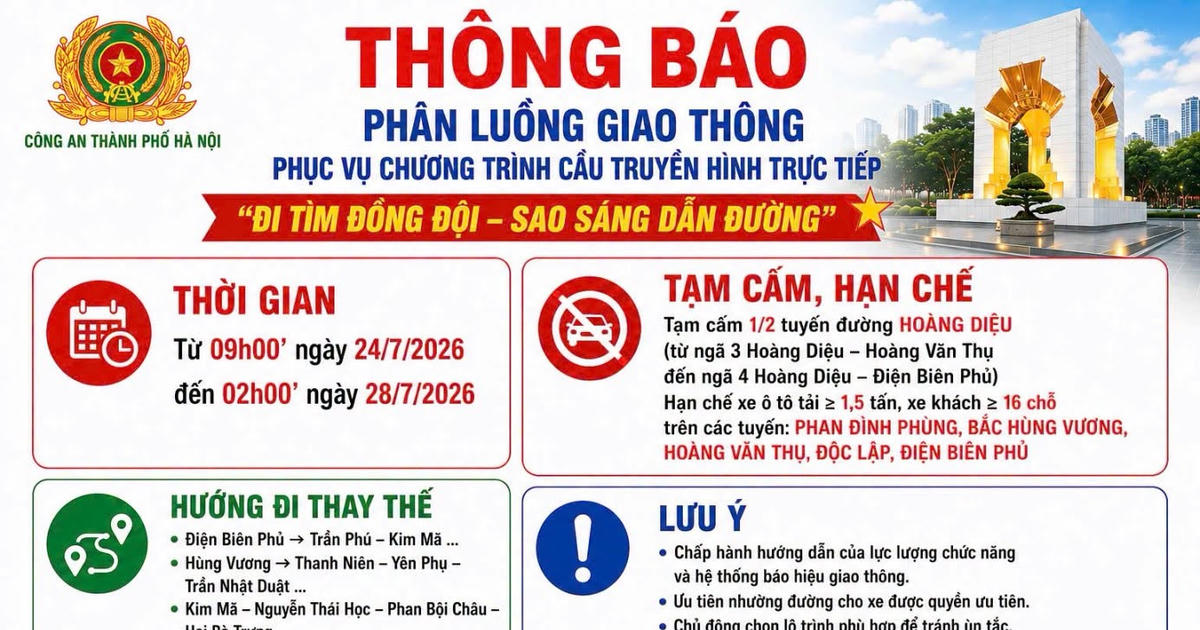 Công an Hà Nội thông báo phân luồng giao thông phục vụ cầu truyền hình 