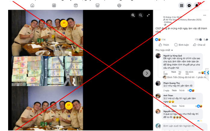 Phú Thọ: Hình ảnh CSGT “ăn mừng” bên những cọc tiền là cắt ghép, giả mạo