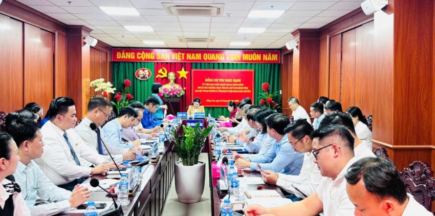 Tỉnh ủy viên, Phó Chủ tịch UBND tỉnh Đồng Nai Nguyễn Thị Hoàng tham dự buổi làm việc.