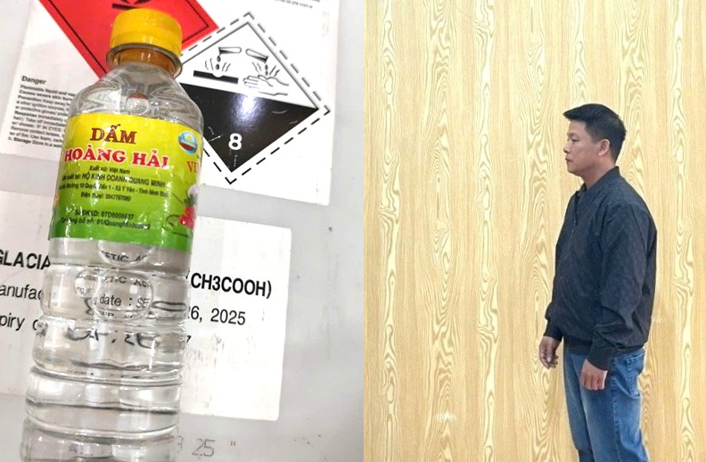 Bắt giữ chủ cơ sở sản xuất hàng nghìn chai nước dấm giả