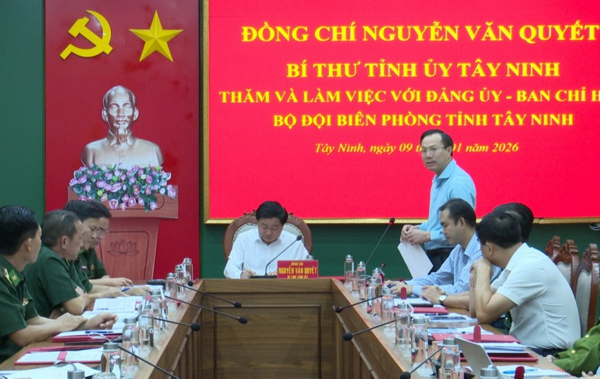 Tây Ninh: Bí thư Tỉnh ủy Nguyễn Văn Quyết làm việc với Đảng ủy, Ban Chỉ huy BĐBP tỉnh Tây Ninh: Bí thư Tỉnh ủy Nguyễn Văn Quyết làm việc với Đảng ủy, Ban Chỉ huy BĐBP tỉnh