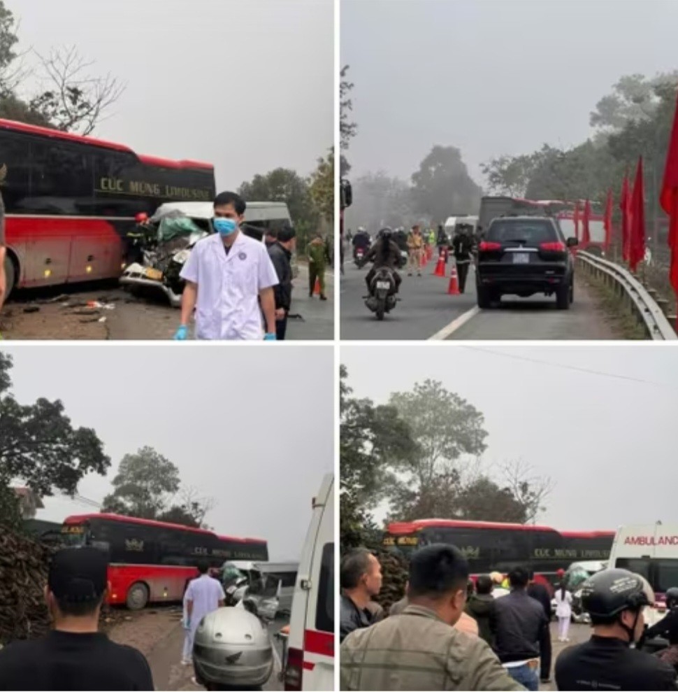 Va chạm xe khách trên QL1 ở Lạng Sơn, 6 người thương vong