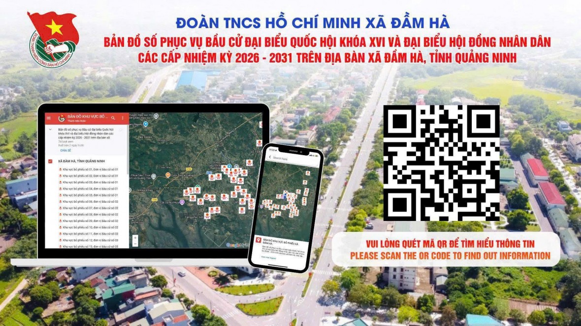 Đoàn Thanh niên xã Đầm Hà triển khai Bản đồ số phục vụ bầu cử, giúp người dân thuận tiện tìm kiếm thông tin về khu vực bầu cử. Đoàn Thanh niên xã Đầm Hà triển khai Bản đồ số phục vụ bầu cử, giúp người dân thuận tiện tìm kiếm thông tin về khu vực bầu cử.