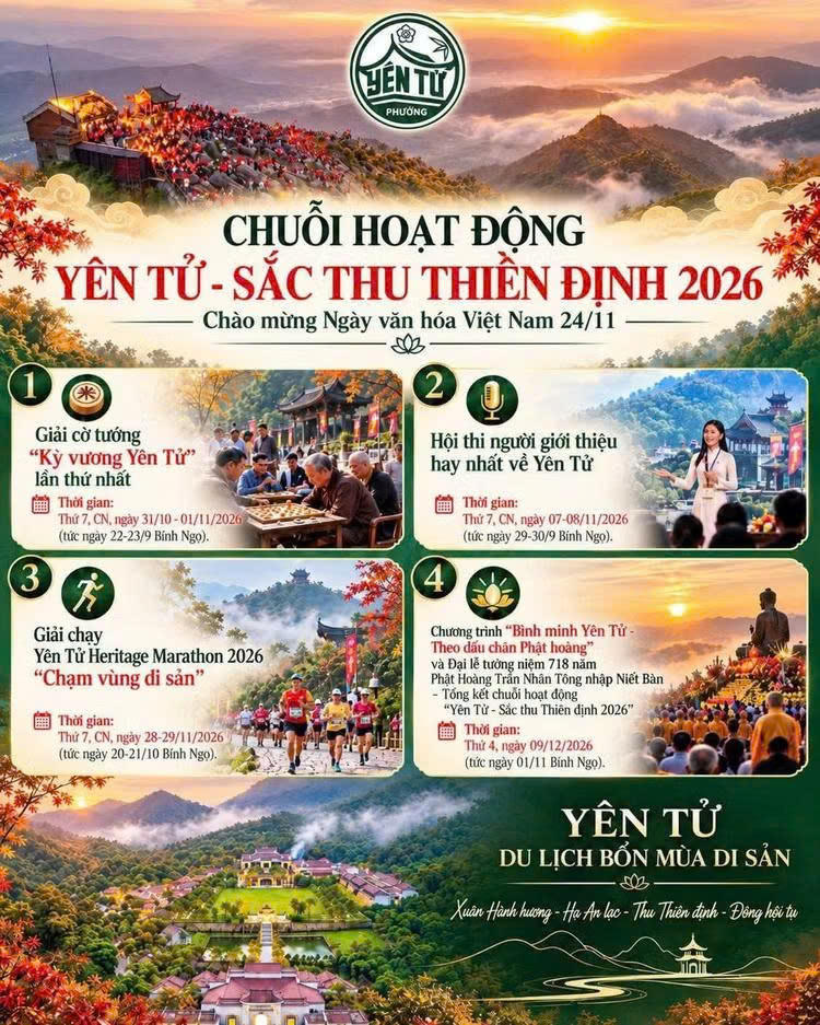 Yên Tử tổ chức 4 sự kiện văn hóa- thể thao thu hút khách du lịch cuối năm
