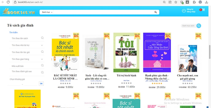 Các loại sách được giảm giá tại Hội sách trực tuyến quốc gia.