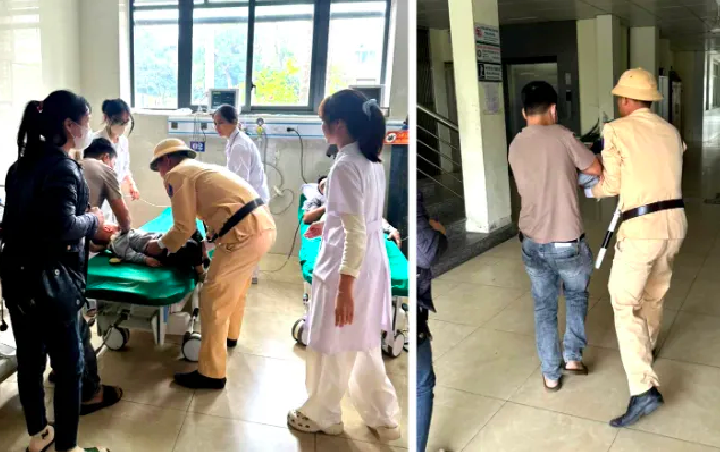 Lực lượng CSGT hỗ trợ kịp thời đưa cháu bé đi cấp cứu