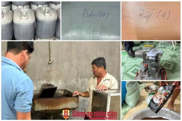 Các đối tượng sản xuất cà phê bột giả bằng đậu nành, bắp đã rang sẵn có tẩm ướp hóa chất để tạo mùi hương giống cà phê thật. Các đối tượng sản xuất cà phê bột giả bằng đậu nành, bắp đã rang sẵn có tẩm ướp hóa chất để tạo mùi hương giống cà phê thật.