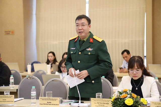 Đại diện C&ocirc;ng ty TNHH MTV H&oacute;a chất 21 (Bộ Quốc Ph&ograve;ng) chia sẻ