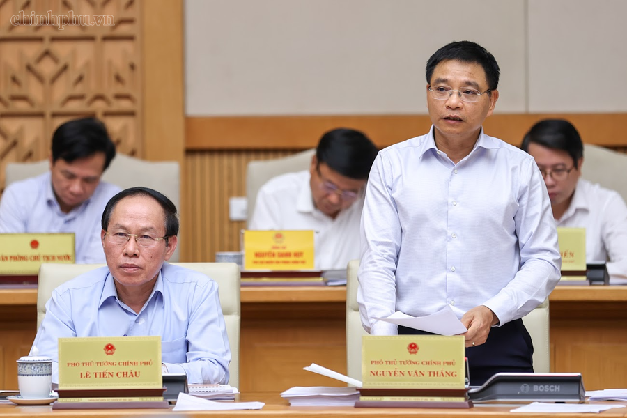 Phó Thủ tướng Chính phủ Nguyễn Văn Thắng phát biểu tại phiên họp. Ảnh: VGP
