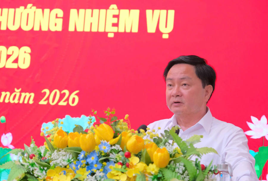 Bí thư Tỉnh ủy, Trưởng Ban Chỉ đạo tỉnh thực hiện Nghị quyết số 57-NQ/TW Nguyễn Văn Quyết phát biểu chỉ đạo (ảnh: Khoa Vũ)