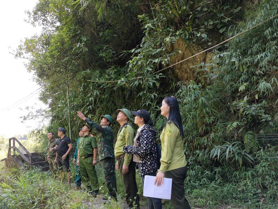 Lực lượng liên ngành Phường Hà Giang 1 tham gia tuần tra, bảo vệ rừng.