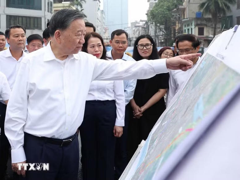 Tổng Bí thư- Chủ tịch nước Tô Lâm kiểm tra tiến độ thi công một số công trình- dự án trọng điểm của Thủ đô
