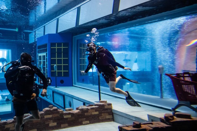 Một trong những lưu &yacute; nhỏ m&agrave; ban quan l&yacute; khu phức hợp Deep Dive Dubai khuyến c&aacute;o cho&nbsp;những ai muốn trải nghiệm bể lặn s&acirc;u nhất thế giới n&agrave;y, đ&oacute; l&agrave; du kh&aacute;ch kh&ocirc;ng n&ecirc;n gh&eacute; thăm đỉnh t&ograve;a nh&agrave; chọc trời Burj Khalifa cao nhất thế giới ngay sau khi lặn. 