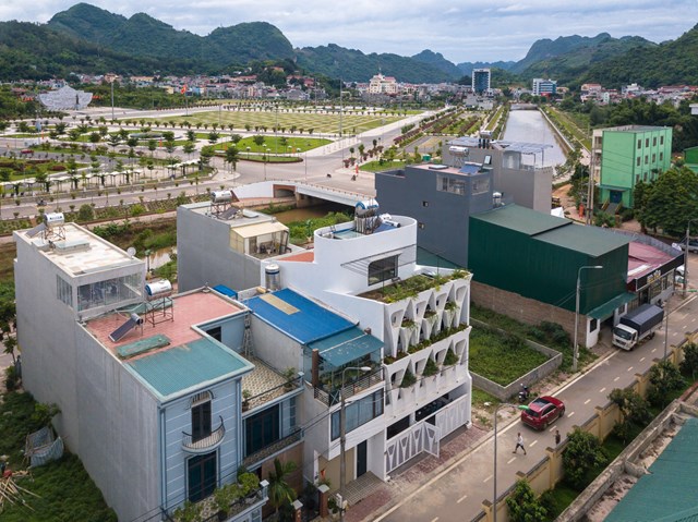 Tr&ecirc;n m&aacute;i tầng ba, gần một nửa diện t&iacute;ch trở th&agrave;nh vườn rau. Kiến tr&uacute;c sư v&agrave; gia chủ c&ograve;n l&agrave;m th&ecirc;m chỗ thưởng tr&agrave;, tr&ograve; chuyện v&agrave;o những đ&ecirc;m trăng. Tổng chi ph&iacute; ho&agrave;n thiện căn nh&agrave; khoảng s&aacute;u tỷ đồng.