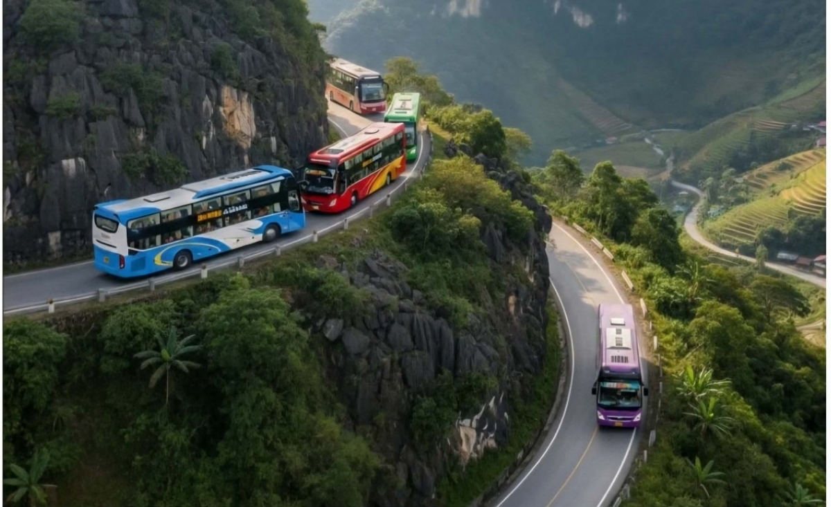 CSGT lái xe khách giường nằm 2 tầng trên quốc lộ miền núi để đánh giá an toàn