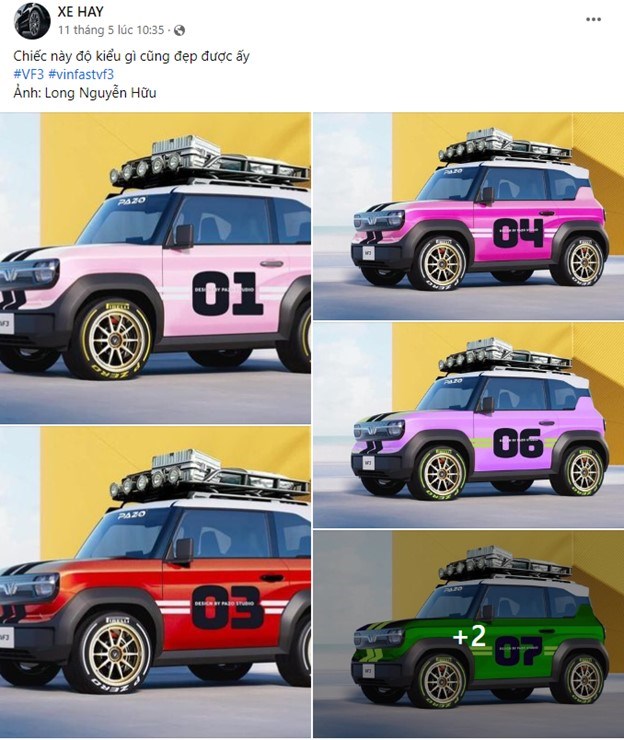 VF 3 l&agrave; nguồn cảm hứng của rất nhiều &ldquo;nh&agrave; thiết kế&rdquo; s&aacute;ng tạo. &nbsp;