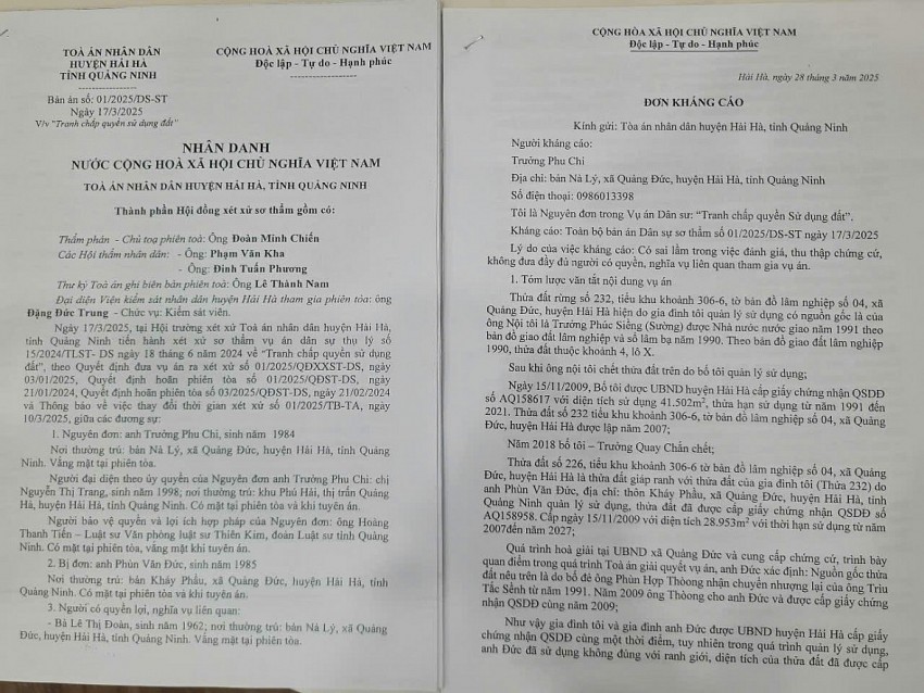 Kháng nghị toàn bộ Bản án sơ thẩm xét xử vụ án dân sự tranh chấp đất đai tại Quảng Ninh