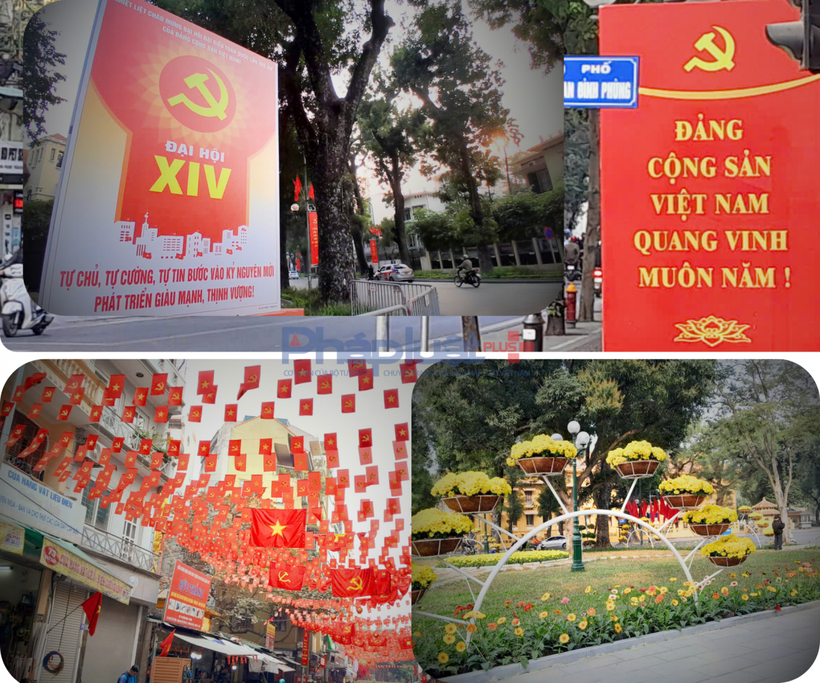 Phố phường Hà Nội rực rỡ cờ hoa chào mừng Đại hội XIV của Đảng