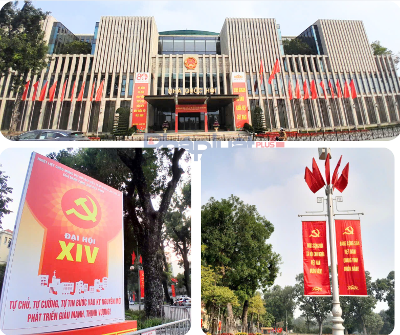 Phố phường Hà Nội rực rỡ cờ hoa chào mừng Đại hội XIV của Đảng