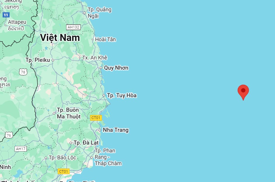 Vị trí tàu BĐ 98020 TS khi gặp sự cố